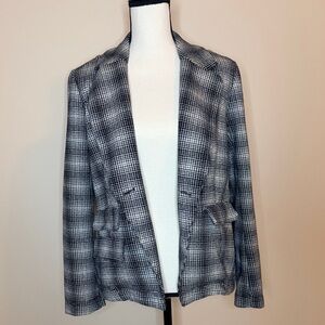 Anthropologie Black and White Plaid Blazer